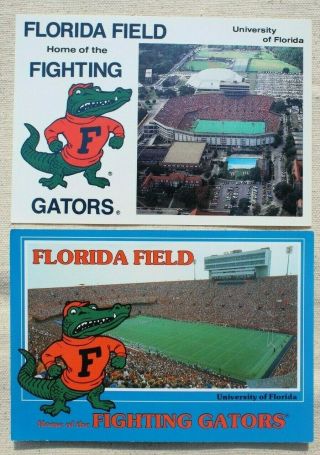 2 University Of Florida Postcards Vtg Gators Football Field Souvenirs The Swamp