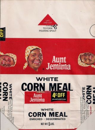 Late 1960s Black Americana Corn Meal Bag - Vintage Advertising