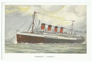 Paquebot France French Line C G Transatlantique Ship Vintage Postcard