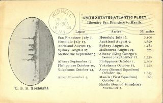 Vintage Naval Postcard,  U.  S.  Atlantic Fleet - Itinerary San Francisco To Manila