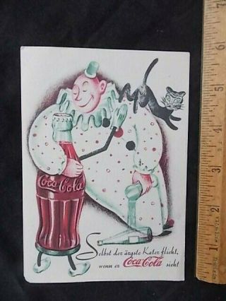 Vintage Coca Cola Advertising German Postcard Clown Cat Coke