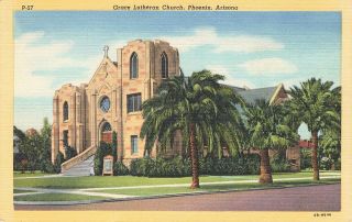 Vintage Postcard Grace Lutheran Phoenix Arizona Exterior Color Illustration Az