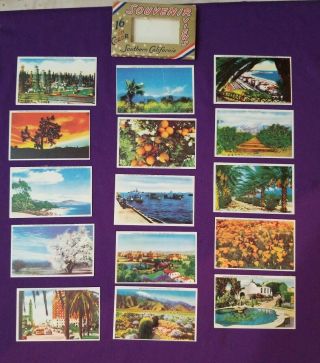 Vintage Souvenir Mini Scenic View Photo Book Southern California Color 16 Views