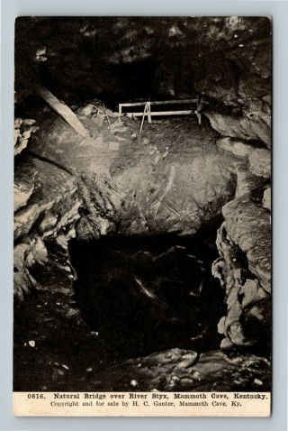 Natural Bridge Over River Styx,  Vintage Mammoth Cave Kentucky Postcard