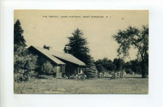 West Kingston Ri Vintage 1950 Postcard,  Camp Hoffman,  Girl Scouts,  Bicycles