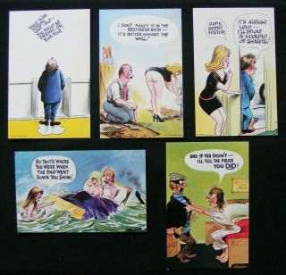 5 X Vintage Bamforth Comic Saucy Seaside Humour Postcard