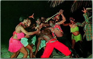 Vintage 1960s Jamaica Greetings Postcard " Dramatic Native Show " Chrome