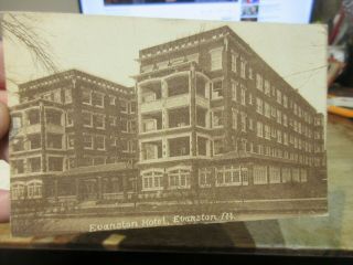 Vintage Old Postcard Illinois Evanston Hotel Downtown Open Porches Dining Rooms