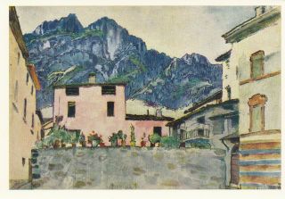Rose Coloured Cottage At Craissognot - Signed A.  N.  Benois 1967 Vintage Art Postcard