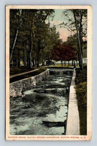 Clifton Springs Ny,  Sulphur Brook,  Sanitarium,  Vintage York C1918 Postcard