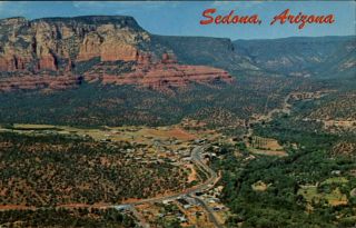 Sedona Arizona Aerial View 1950 - 60s Vintage Postcard