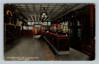 Interior Cass House Bar Saloon Register Detroit Michigan Mi Vintage Postcard