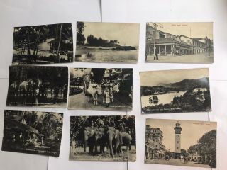 9 X Old Vintage Ceylon Colombo Baillie Street Mount Lavinia Hotel Postcard Etc
