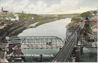 Looking Up Lehigh River & Canal,  Easton Pa Handsome Vintage Postcard