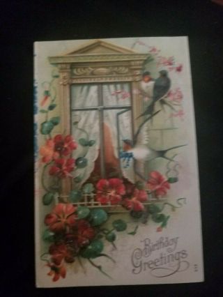 Vintage Antique Birthday Postcard From Early 1900 