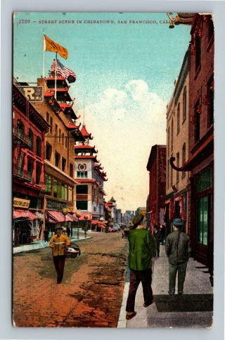 San Francisco Ca,  Street Scene In Chinatown,  California Vintage C1912 Postcard