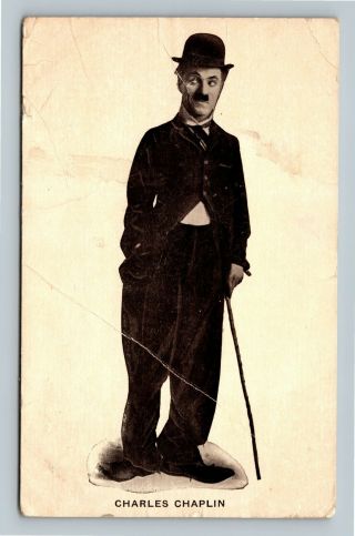 Charles Chaplin,  Silent Film Actor,  Vintage Postcard