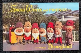 Vintage Disneyland Postcard Snow White And Friends Seven Dwarfs 1 - 309