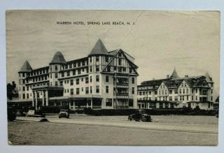 1948 Nj Postcard Spring Lake Jersey Warren Hotel Vintage Autos Street View