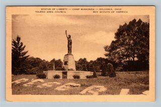 Sylvania Oh,  Statue Of Liberty,  Camp Miakonda,  Boy Scouts Ohio Vintage Postcard