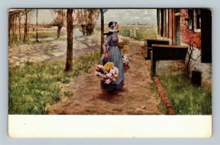 Painting,  Flower Girl In Holland,  By George Hitchcock,  Vintage C1915 Postcard
