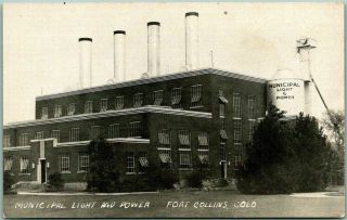 Vintage Fort Collins Colorado Postcard Municipal Light & Power Plant C1950s