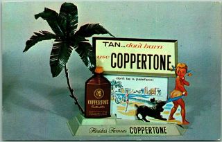 Vintage Coppertone Suntan Lotion Advertising Postcard Store Display - C1950s