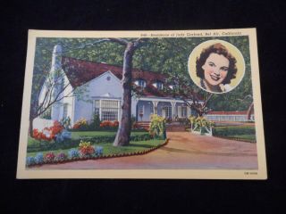 Residence Of Judy Garland,  Bel Air,  California Vintage Linen Postcard 848