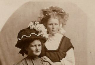 080920 Vintage Rppc Real Photo Postcard Two Women With Great Frilly Hats