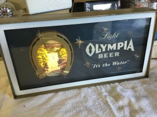 Vintage Olympia Beer Lighted Horseshoe Waterfalls Motion Sign Starlight