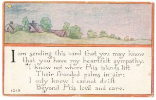 083020 Vintage Fa Owens Arts & Craft Sympathy Postcard With Poem 1914