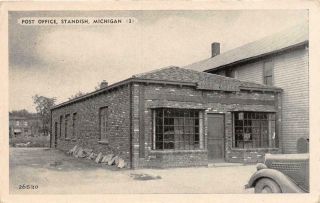 Standish Mi 1945 View Of The United States Post Office Vintage Michigan Gem,  601