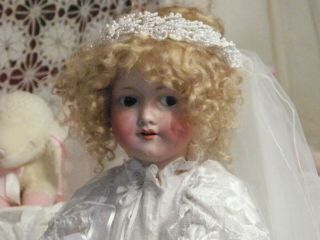 Antique Bisque Armand Marseille Bride Doll 20 " Gorgeous Wedding Dress W/veil