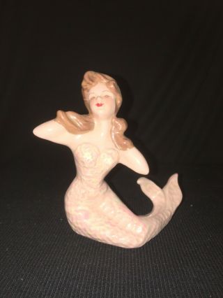 Rare Vintage Florence Ceramic Mermaid Fish Lady Girl Opalescent Figurine