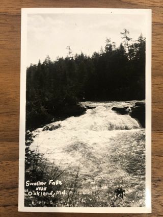 Swallow Falls—oakland Maryland Rppc Rare Vintage Photo Postcard 1948