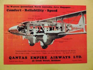 Qantas Empire Airways Australia Vintage Postcard Interior Cutout Airplane