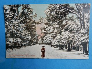 Rare Vintage Snow Scene Card " In Clifton Grove ".  Nottingham Valentines Series
