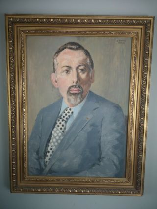Stunning Vintage Oil Painting Portrait Of A Man Vintage Frame Signed E.  Dimock