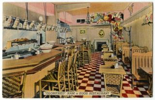 091113 Interior View Ham N Eggs Restaurant York City Ny Vintage Postcard