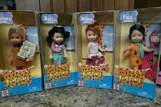 2003 Kelly & Tommy Adorable Flintstone Dolls Nrfb Barney Betty Wilma & Fred