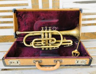 Vintage F.  E.  Olds And Sons Ambassador Trumpet Serial 103528 Box & Key La Calif