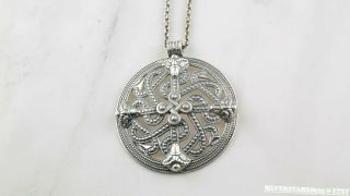Vintage Kalevala Koru Sterling Silver Circle Cross Pendant,  Necklace