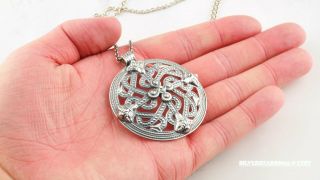 Vintage Kalevala Koru Sterling Silver Circle Cross Pendant,  Necklace 2