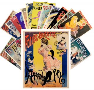 Postcards Pack [24 Cards] Folies Bergere Vintage Cabaret Show Posters Cc1093