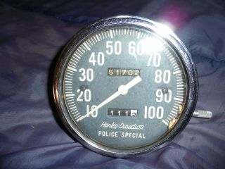 Police Speedometer Servicar Panhead Fl Servi Harley Oem Flh Vintage 45