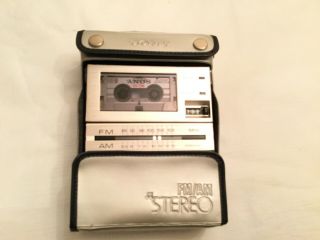Vintage Sony M - 80 Am Fm Radio / Microcassette Blue W Silver Case Great Euc