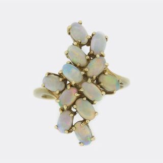Vintage Opal Cluster Ring 9ct Yellow Gold