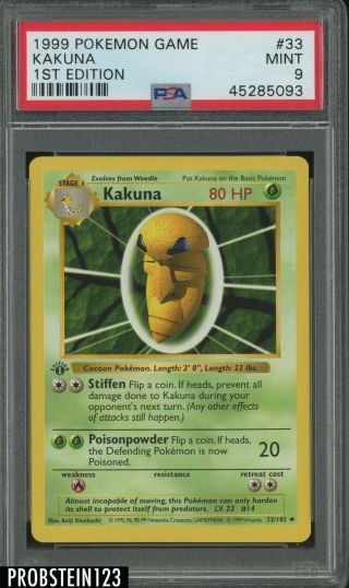 1999 Pokemon Game 1st Edition 33 Kakuna Psa 9