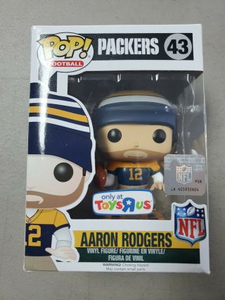 Funko Pop Nfl Packers Aaron Rodgers 43 Toysrus Exc Figure W Pop Protector