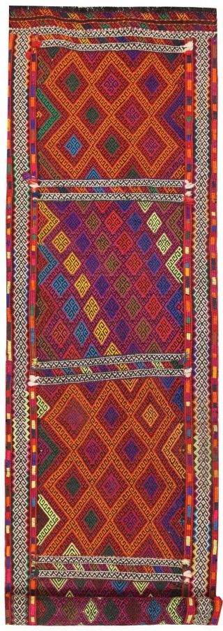 3254 Vintage Afghan Handmade Hazara Suzani Runner 288 X 75 Cm Embroider Kilim